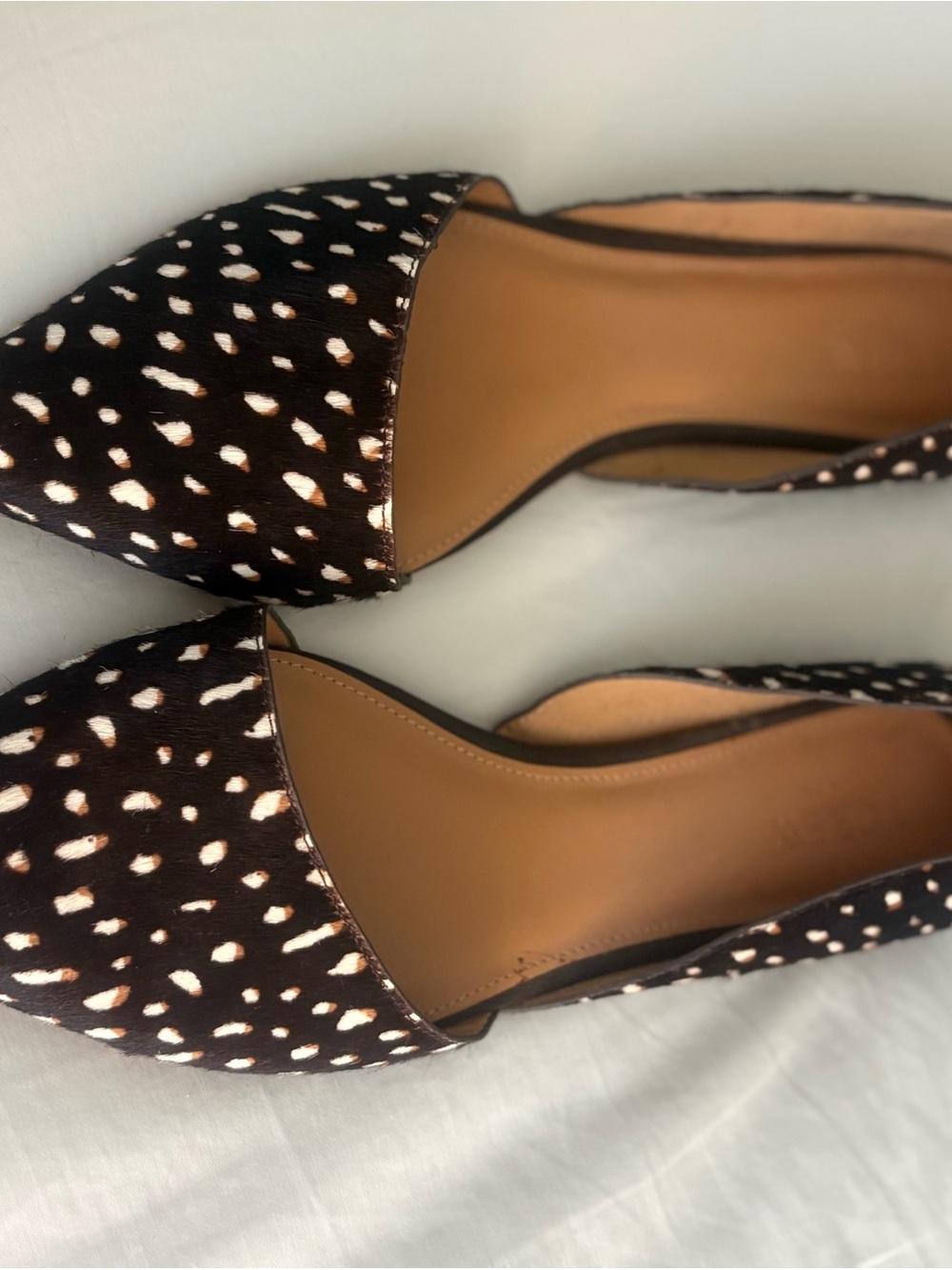 J. Crew Black and White Spotted D'Orsay Flats